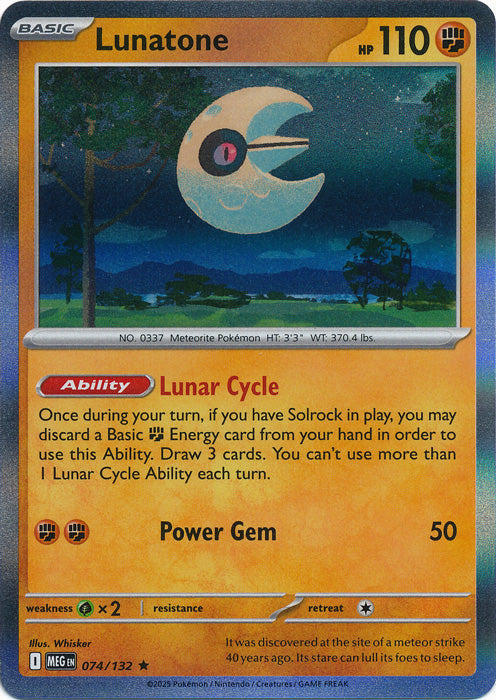 Lunatone : MEGA EVOLUTION BASE (Holo) - 074/132 - Lockett Labs UK