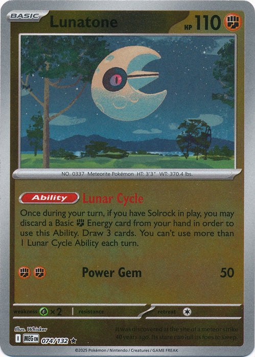 Lunatone : MEGA EVOLUTION BASE (Reverse holo) - 074/132