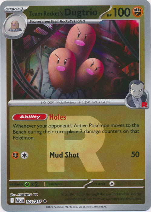 Team Rocket's Dugtrio : ASCENDED HEROES (Rocket Reverse holo) - 101/217 - Lockett Labs UK