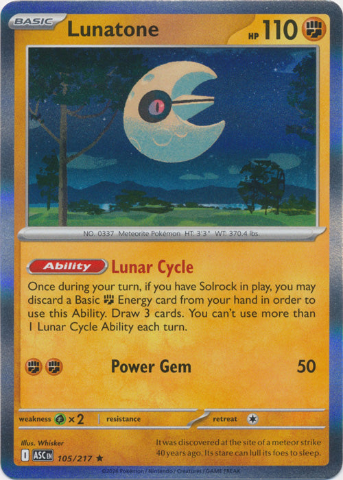 Lunatone : ASCENDED HEROES (Holo) - 105/217 - Lockett Labs UK