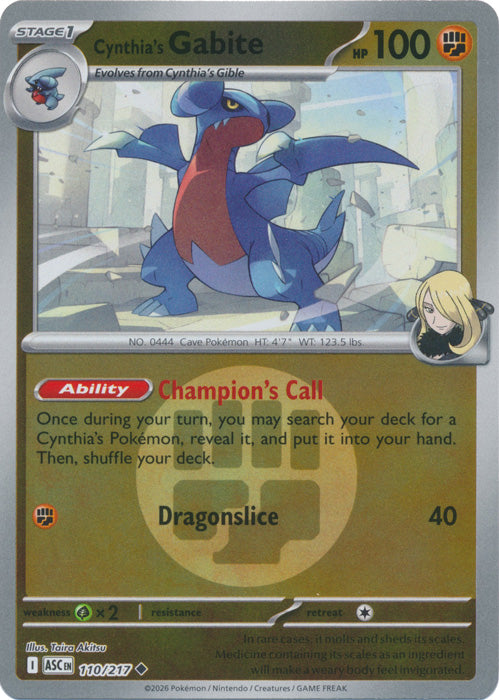Cynthia's Gabite : ASCENDED HEROES (Energy Reverse holo) - 110/217