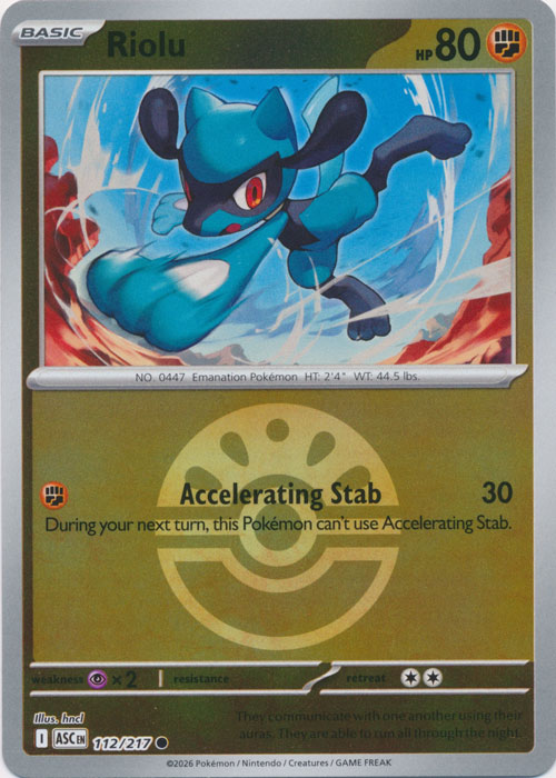 Riolu : ASCENDED HEROES (Ball Reverse holo) - 112/217 - Lockett Labs UK