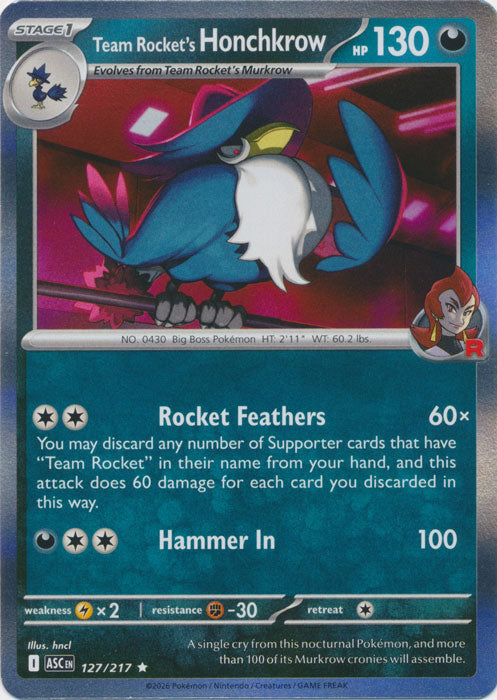 Team Rocket's Honchkrow : ASCENDED HEROES (Holo) - 127/217 - Lockett Labs UK
