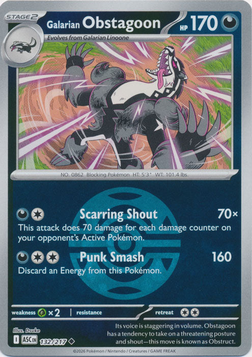 Galarian Obstagoon : ASCENDED HEROES (Ball Reverse holo) - 132/217