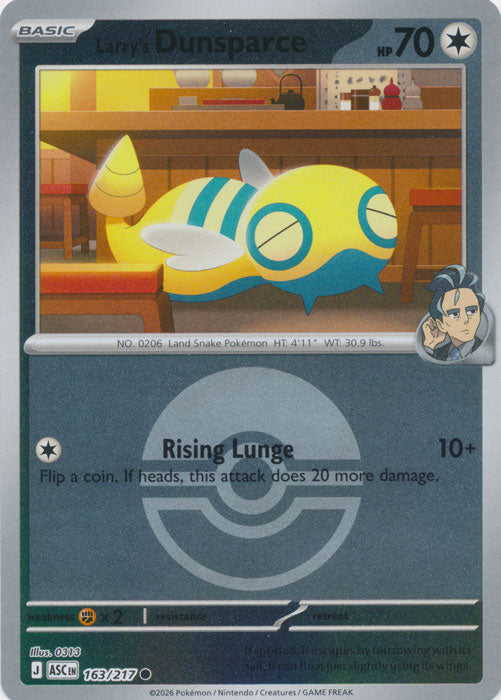 Larry's Dunsparce : ASCENDED HEROES (Ball Reverse holo) - 163/217 - Lockett Labs UK