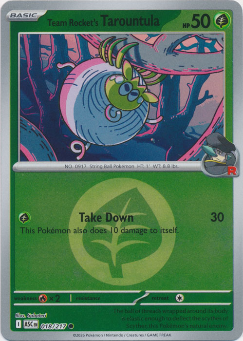 Team Rocket's Tarountula : ASCENDED HEROES (Energy Reverse holo) - 018/217
