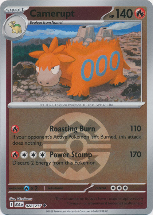 Camerupt : ASCENDED HEROES (Ball Reverse holo) - 028/217 - Lockett Labs UK
