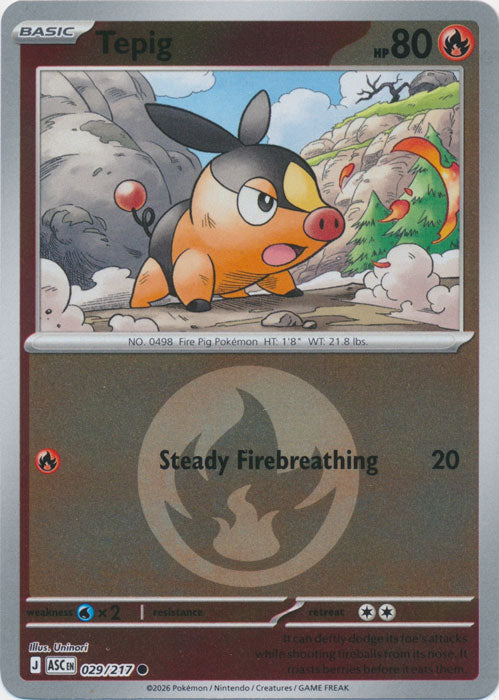Tepig : ASCENDED HEROES (Energy Reverse holo) - 029/217