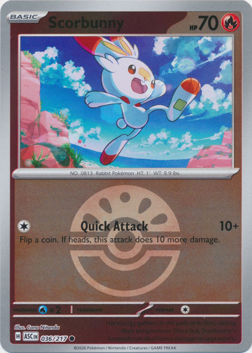 Scorbunny : ASCENDED HEROES (Ball Reverse holo) - 036/217
