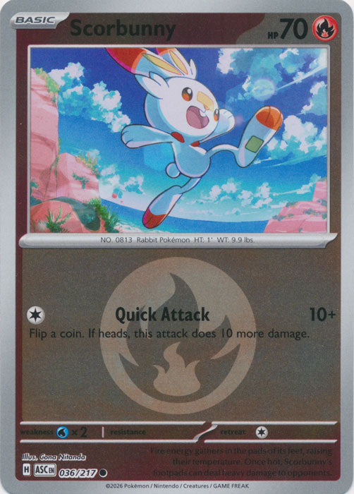 Scorbunny : ASCENDED HEROES (Energy Reverse holo) - 036/217