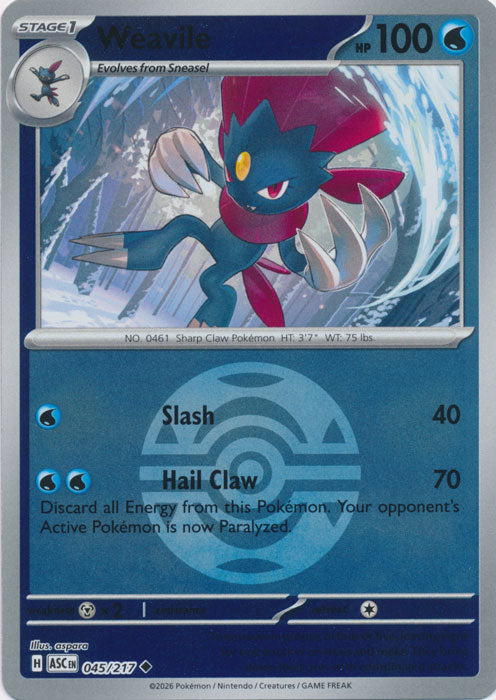 Weavile : ASCENDED HEROES (Ball Reverse holo) - 045/217 - Lockett Labs UK