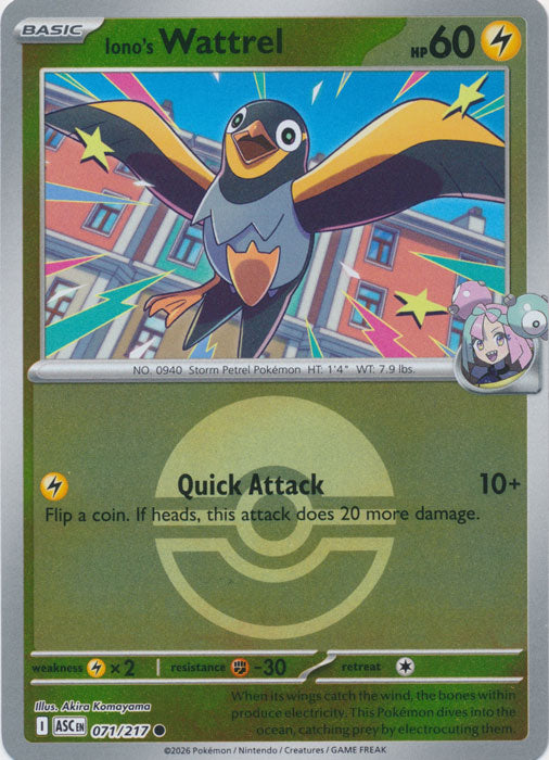 Iono's Wattrel : ASCENDED HEROES (Ball Reverse holo) - 071/217