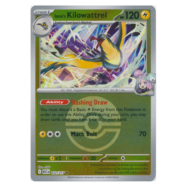 Iono's Kilowattrel : ASCENDED HEROES (Ball Reverse holo) - 072/217