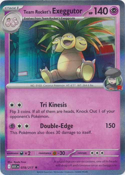 Team Rocket's Exeggutor : ASCENDED HEROES (Holo) - 078/217 - Lockett Labs UK
