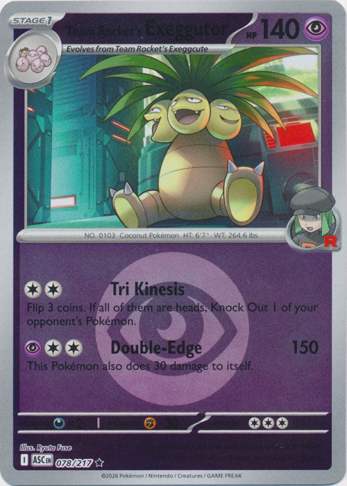 Team Rocket's Exeggutor : ASCENDED HEROES (Energy Reverse holo) - 078/217 - Lockett Labs UK