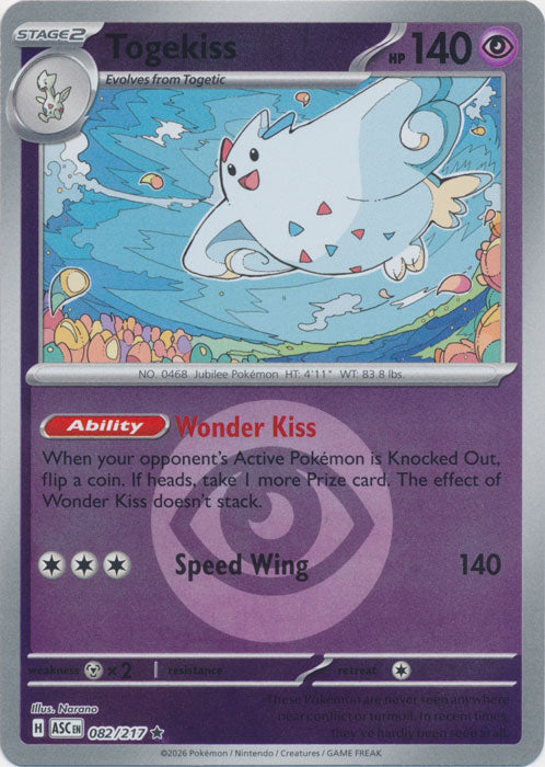 Togekiss : ASCENDED HEROES (Energy Reverse holo) - 082/217 - Lockett Labs UK