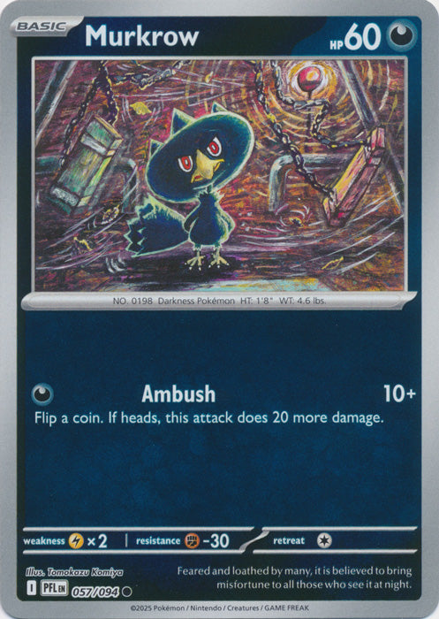 Murkrow : PHANTASMAL FLAMES (Reverse holo) - 057/094 - Lockett Labs UK