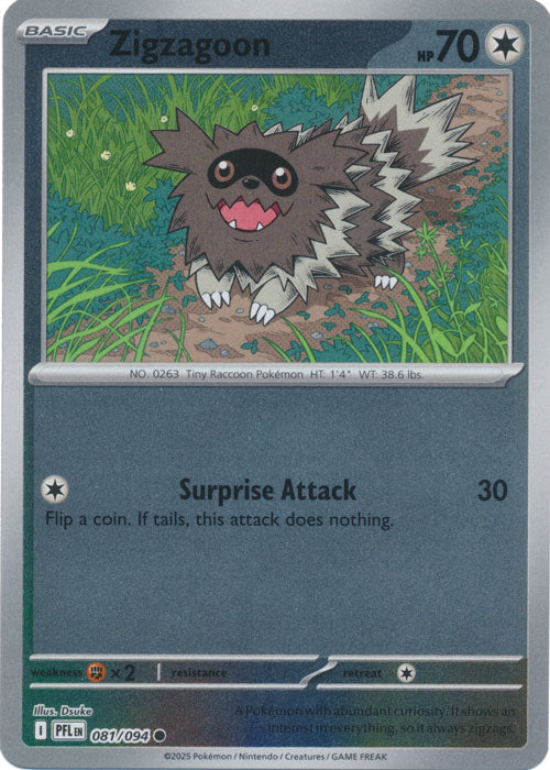 Zigzagoon : PHANTASMAL FLAMES (Reverse holo) - 081/094 - Lockett Labs UK