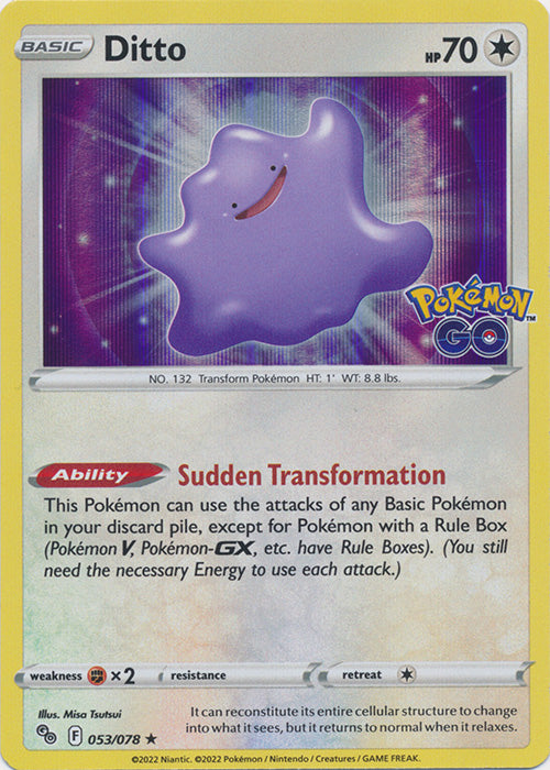 Ditto : POKEMON GO! (Holo) - 053/078 - Lockett Labs UK