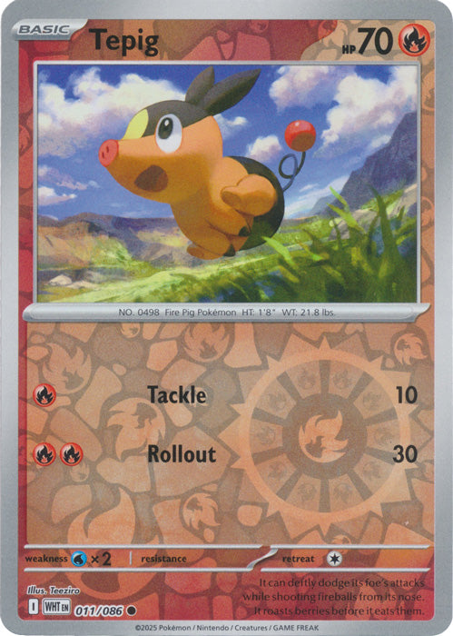 Tepig : WHITE FLARE (Reverse holo) - 011/086