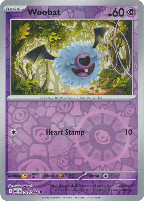 Woobat : WHITE FLARE (Reverse holo) - 036/086