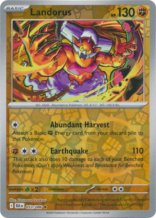 Landorus : BLACK BOLT (Reverse holo) - 053/086 - Lockett Labs UK