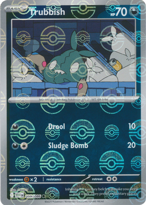 Trubbish : WHIITE FLARE (Pokeball Reverse holo) - 059/086 - Lockett Labs UK