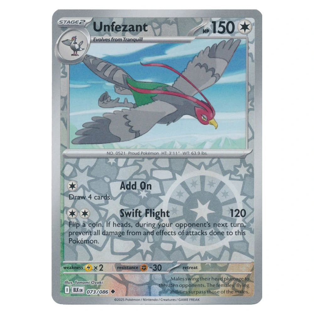 Unfezant : BLACK BOLT (Reverse holo) - 073/086