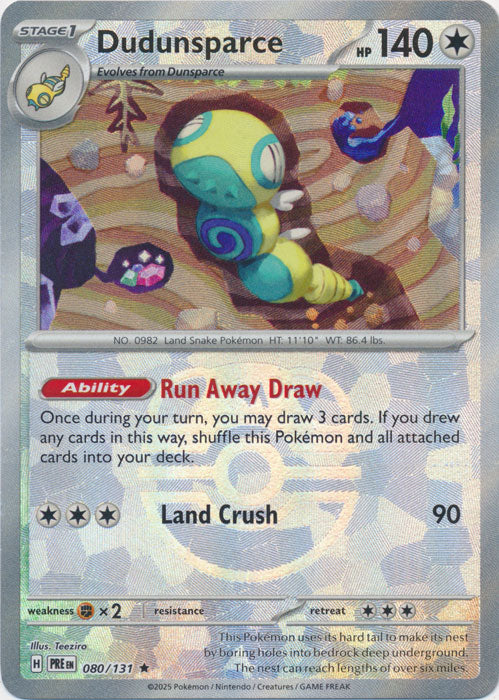 Dudunsparce : PRISMATIC EVOLUTIONS (Masterball Reverse holo) - 080/131