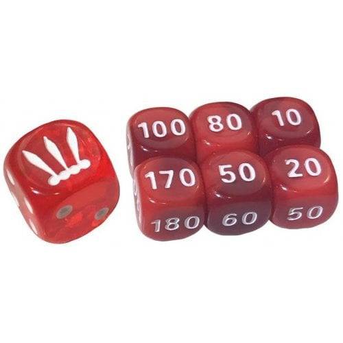 Battle Styles Dice set of 6 Plus Bonus Die - Red - Lockett Labs UK