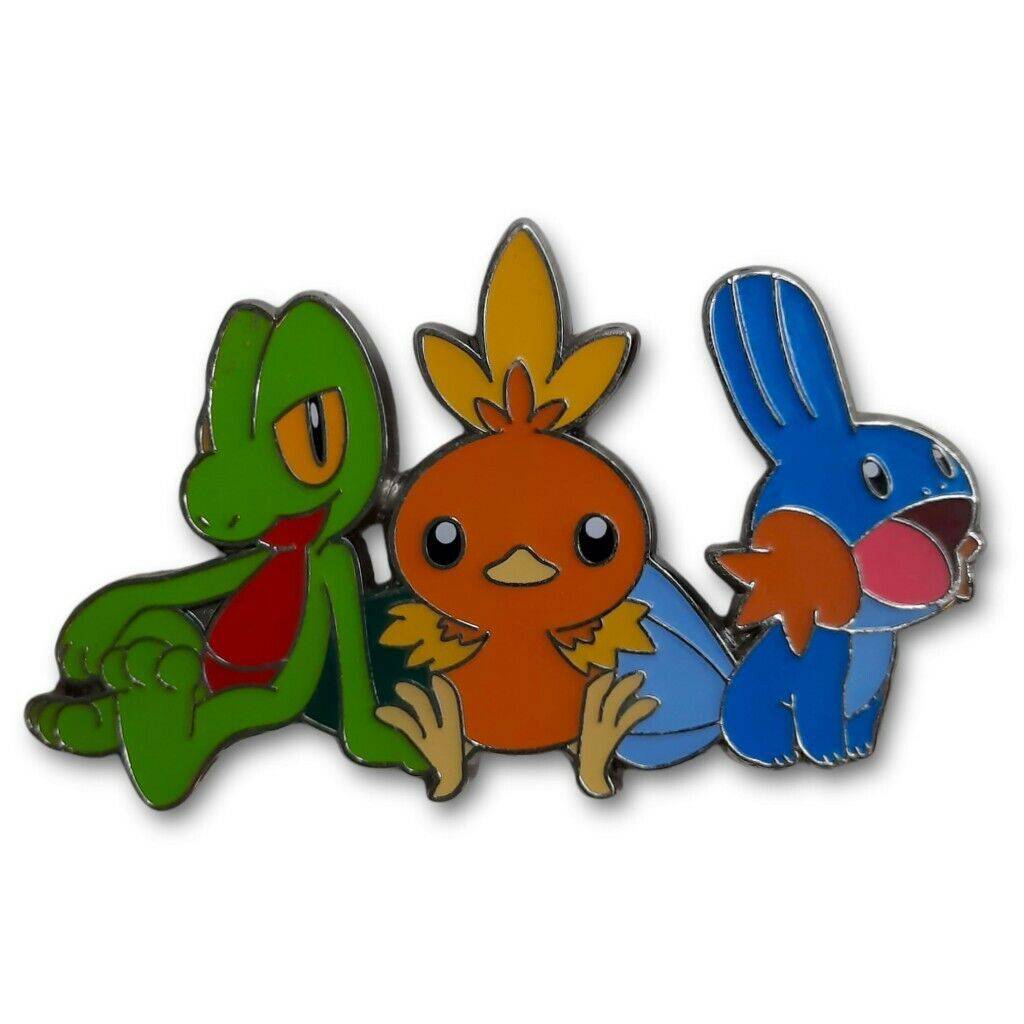 Hoenn Trio Treecko Torchic Mudkip Pin Badge | Lockett Labs UK, image size:1024x1024
