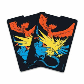 Lockett Labs Pokemon Hidden Fates divider featuring Moltres, Zapdos, and Articuno in vibrant colors on a black background.