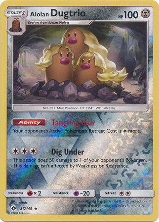 Alolan Dugtrio : SUN & MOON BASE (Reverse holo) - 87/149 - Lockett Labs UK