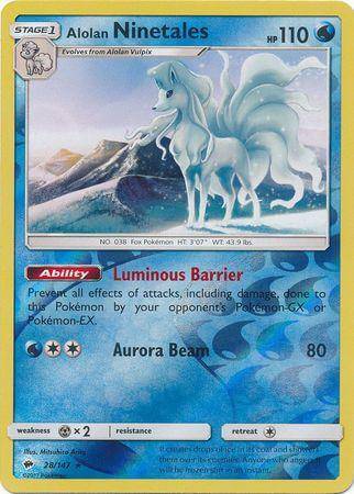 Alolan Ninetales : BURNING SHADOWS (Reverse holo) - 28/147 - Lockett Labs UK
