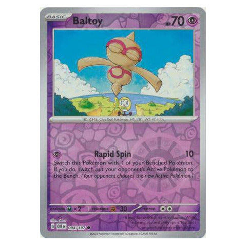 Baltoy : OBSIDIAN FLAMES (Reverse holo) - 094/197
