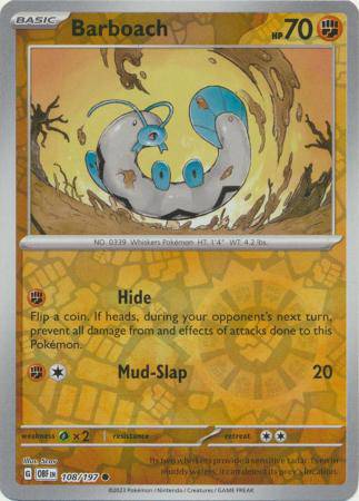 Barboach : OBSIDIAN FLAMES (Reverse holo) - 108/197 - Lockett Labs UK