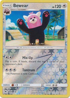 Lockett Labs Bewear: BURNING SHADOWS (Reverse holo) card featuring a playful bear-like Pokémon with raised arms.