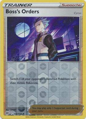 Lockett Labs Boss's Orders: BRILLIANT STARS (Reverse holo) card featuring Cyrus, Trainer card 132/172.