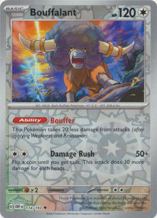 Bouffalant : OBSIDIAN FLAMES (Reverse holo) - 174/197 - Lockett Labs UK