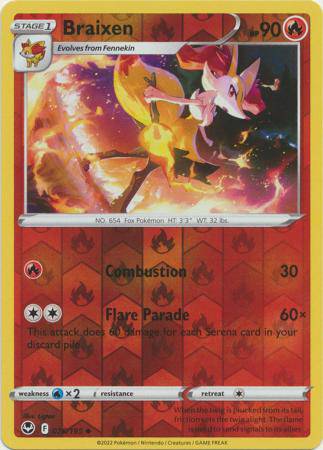 Braixen : SILVER TEMPEST (Reverse holo) - 026/195 - Lockett Labs UK