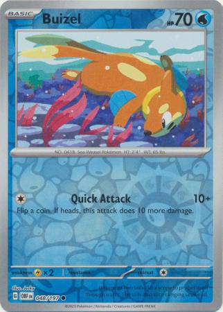 Buizel : OBSIDIAN FLAMES (Reverse holo) - 048/197 - Lockett Labs UK