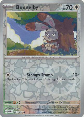 Bunnelby : OBSIDIAN FLAMES (Reverse holo) - 175/197 - Lockett Labs UK