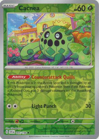 Cacnea : SCARLET & VIOLET BASE (Reverse holo) - 005/198