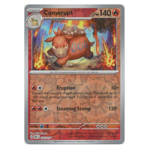 Camerupt : OBSIDIAN FLAMES (Reverse holo) - 032/197