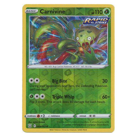 Carnivine : BATTLE STYLES (Reverse holo) - 009/163