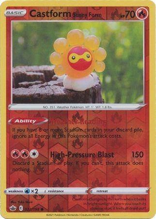 Castform Sunny Form : CHILLING REIGN (Reverse holo) - 022/198