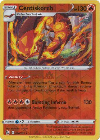 Centiskorch : BATTLE STYLES (Reverse holo) - 030/163 - Lockett Labs UK