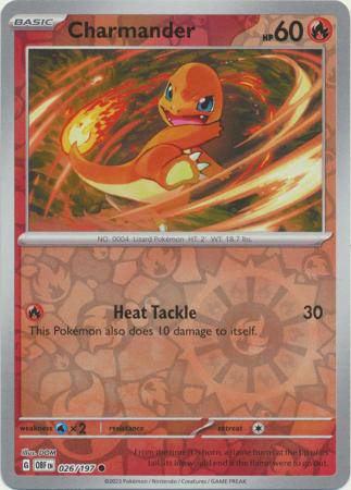 Charmander : OBSIDIAN FLAMES (Reverse holo) - 026/197 - Lockett Labs UK