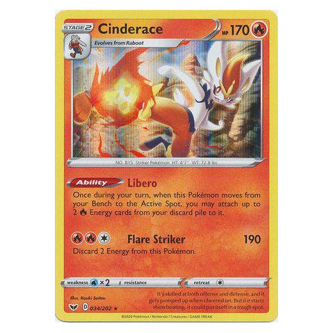 Cinderace : SWORD & SHIELD BASE (Holo) - 034/202