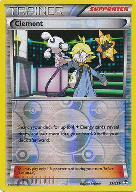 Clemont: GENERATIONS (Reverse holo) - 59/83 features a colorful Trainer card with Clemont holding a star and energy symbols.